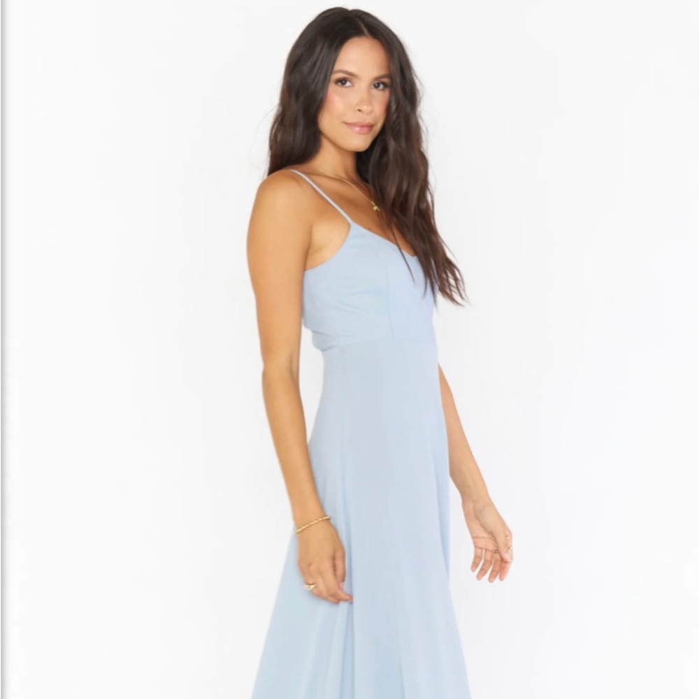 Faith Maxi Dress in Steel Blue Chiffon